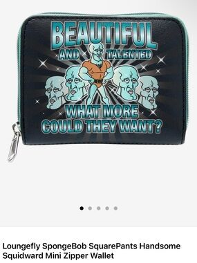 Loungefly Black & Teal Squidward 'Beautiful and Talented' Mini Zipper Wallet